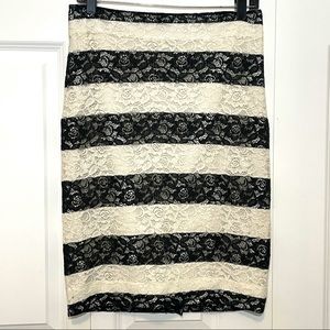 The Limited Striped Lace Pencil Skirt Black Ivory.
